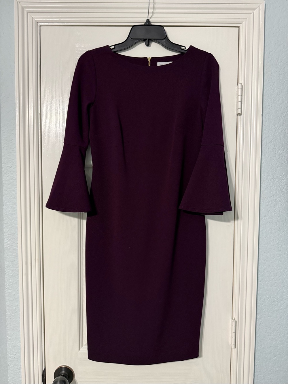 Calvin Klein Plum Bell-Sleeve Sheath Dress